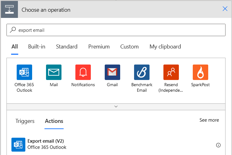 Choose an operation for email